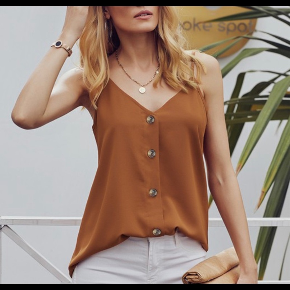 Spaghetti Strap Button Tank
